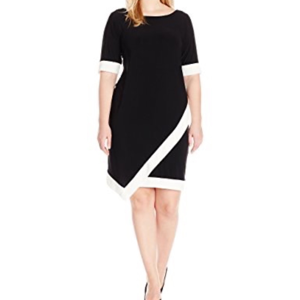 Black & Ivory Asymmetrical Dress, Size 18, Tina B.
